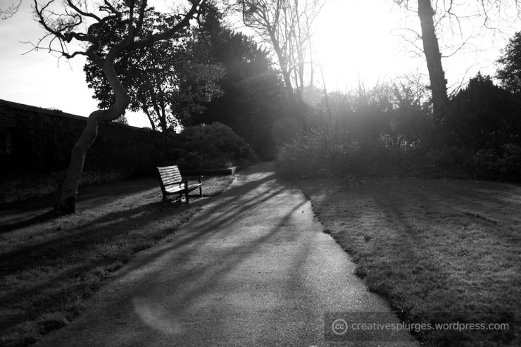 I'll only sit on a bench these days if it's at a slight angle and in black and white.