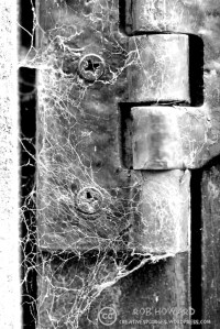 closeup of an old door hinge