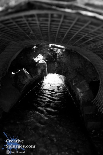 shot under a narrow bridge